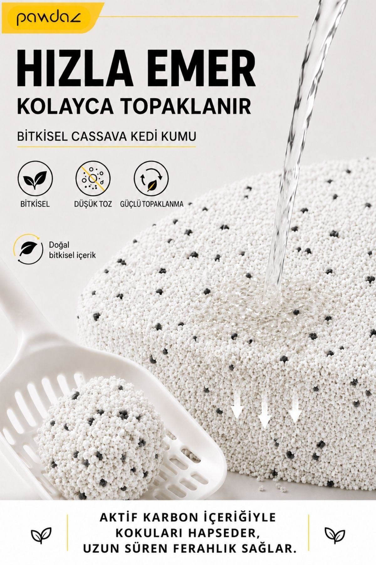 Aktif Karbonlu Cassava Kedi Kumu – Kokusuz, Hızlı ve Güçlü Topaklanma