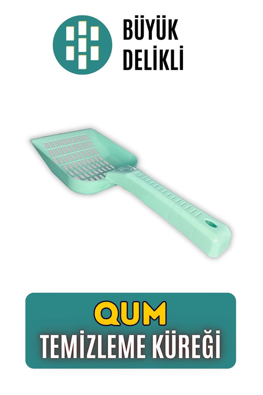 pawdaz Qum Küreği - Büyük delikli büyük kum küreği ( İri taneli kedi kumları için) (su yeşili)