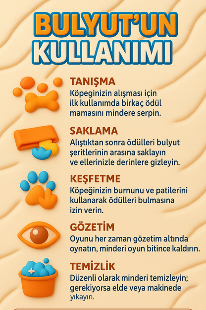 Bulyut (35 CM) - Köpek Koku Eğitim Matı, Bulma, Koklama ve Yavaş Yeme Oyuncağı, Kaymaz Taban