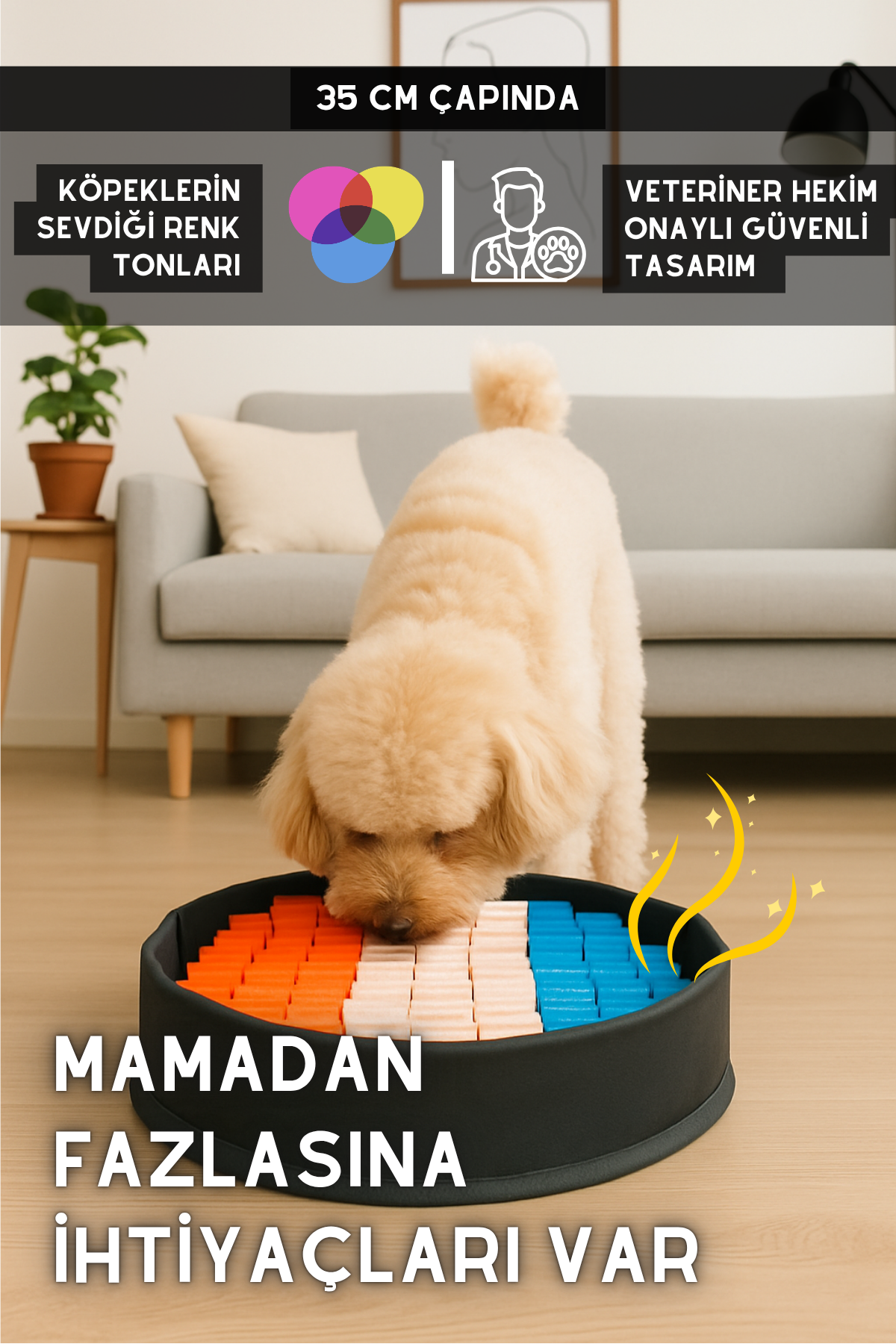 Bulyut (35 CM) - Köpek Koku Eğitim Matı, Bulma, Koklama ve Yavaş Yeme Oyuncağı, Kaymaz Taban (Hawaii)