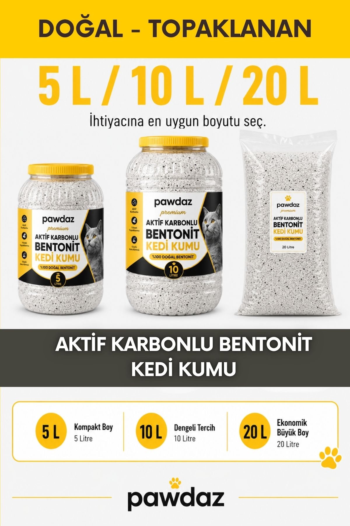 Aktif Karbonlu Bentonit Kedi Kumu