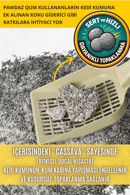 QUM - Eve dağılmayan, Topaklanan, Aktif Karbonlu, Zararsız, Bitkisel Kedi Kumu