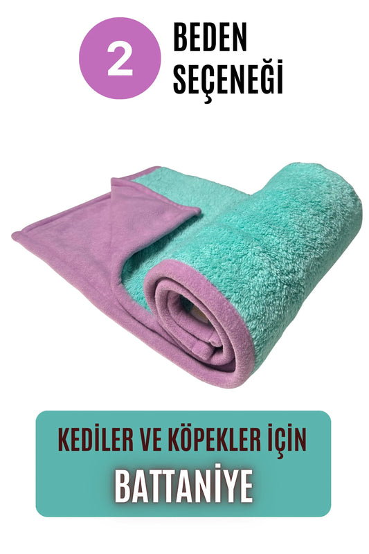 Kedi ve Köpek Battaniyesi - Çift Katlı, Yıkanabilir, Rahat (Mint)