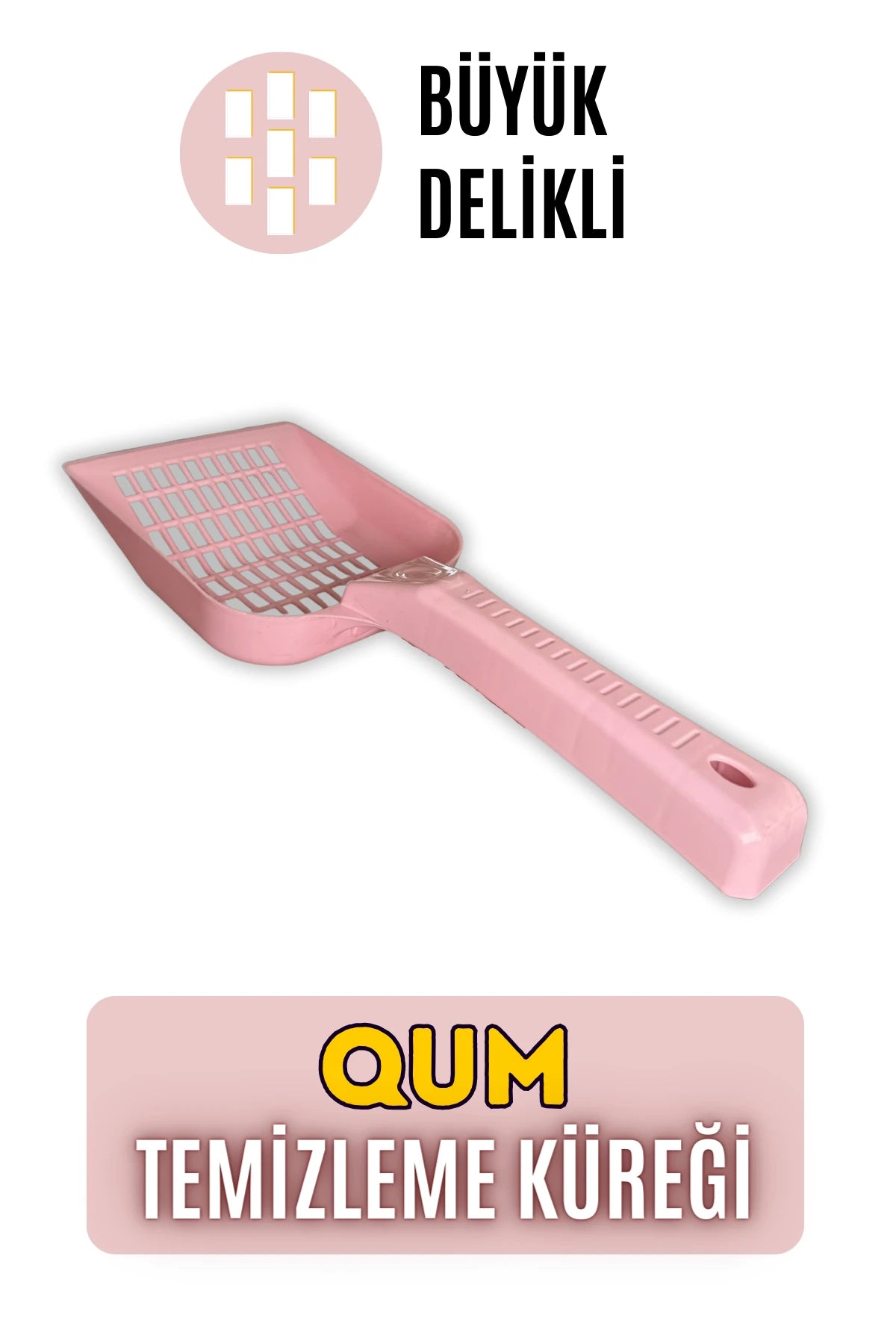 pawdaz Qum Küreği - Büyük delikli büyük kum küreği ( İri taneli kedi kumları için) (pembe)