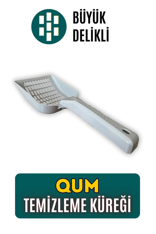 pawdaz Qum Küreği - Büyük delikli büyük kum küreği ( İri taneli kedi kumları için) (Gri)