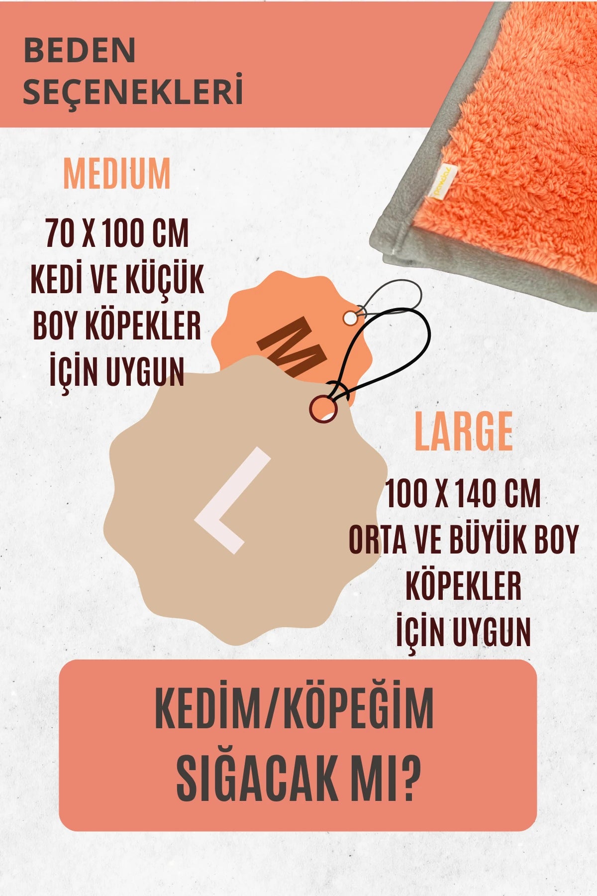Kedi ve Köpek Battaniyesi - Çift Katlı, Yıkanabilir (Şeftali)