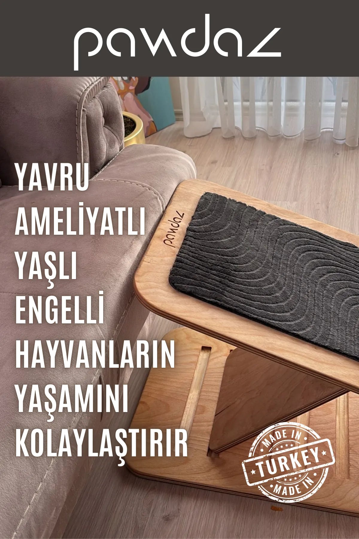 Dayanak - Yaşlı, Engelli, Yavru, Ameliyat Sonrası, Kısa Boylu Kediler ve Köpekler İçin 5 Kademeli Rampa