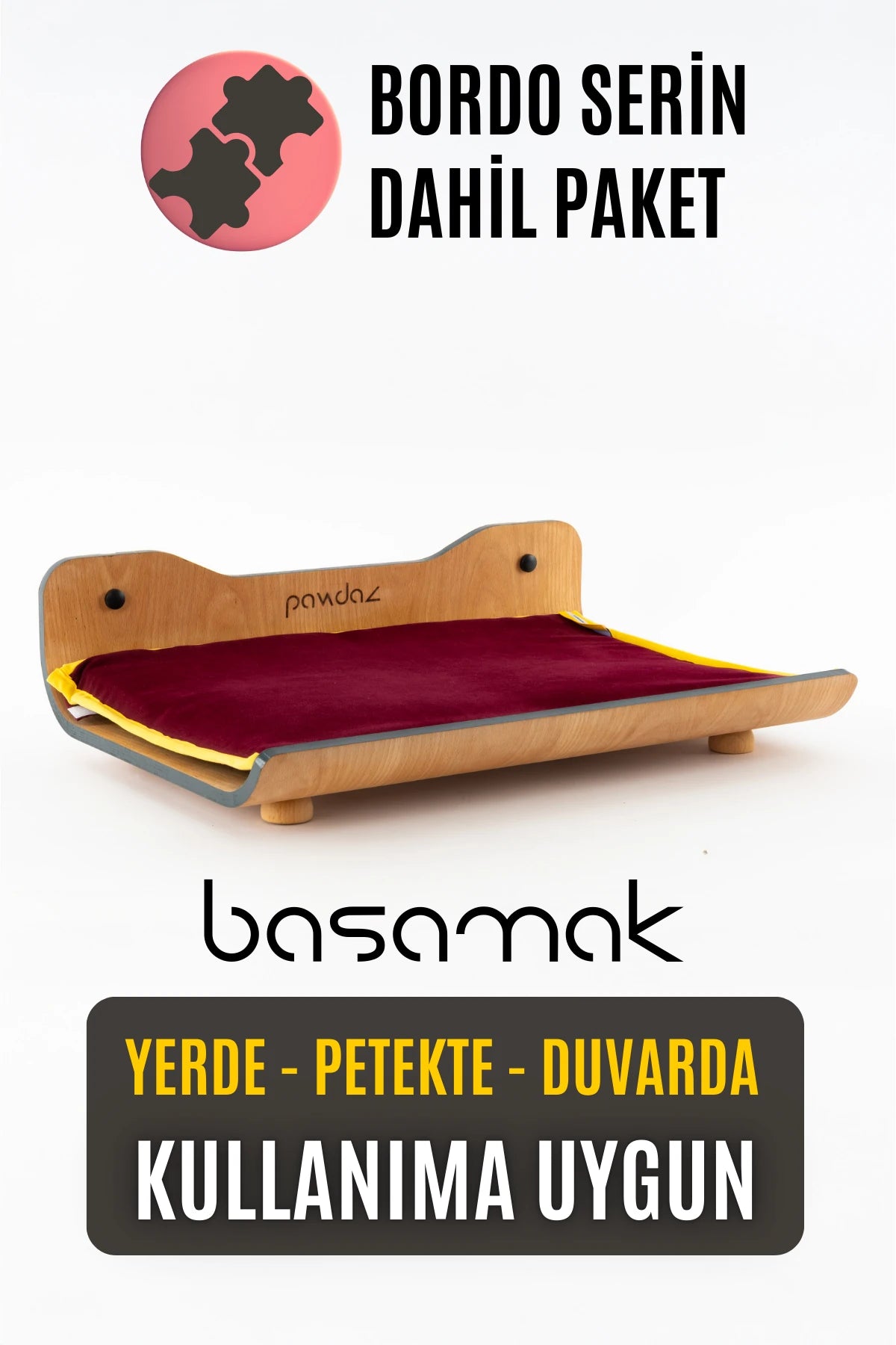 pawdaz Basamak - Kediler İçin Serin Mat Uyumlu Duvar, Kalorifer ve Yerde Kullanılabilen Yatak (bordo-basamak)