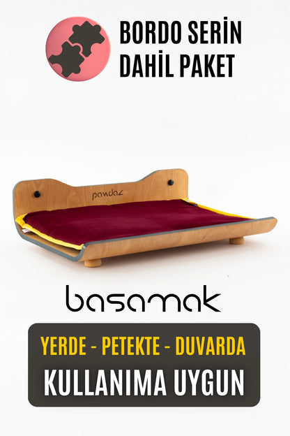 pawdaz Basamak - Kediler İçin Serin Mat Uyumlu Duvar, Kalorifer ve Yerde Kullanılabilen Yatak (bordo-basamak)