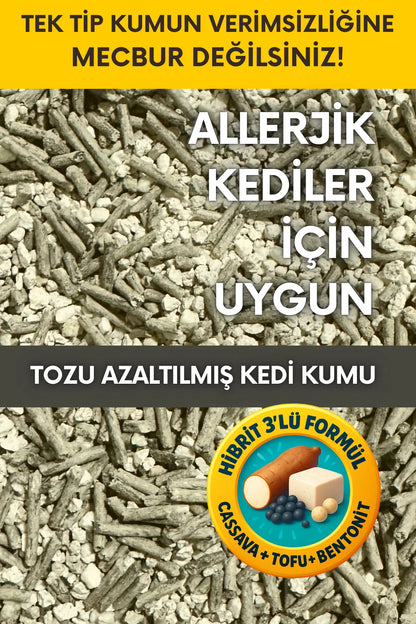 QUM - Eve dağılmayan, Topaklanan, Aktif Karbonlu, Zararsız, Bitkisel Kedi Kumu