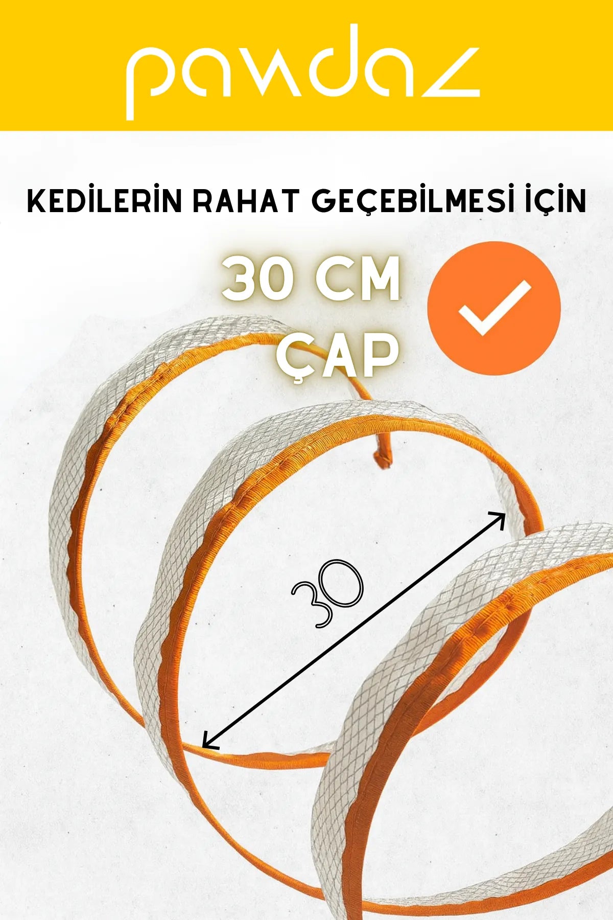 110 CM Açık Kedi Oyun Tüneli - Hızlı kurulur ve kolay toplanır (Safran)