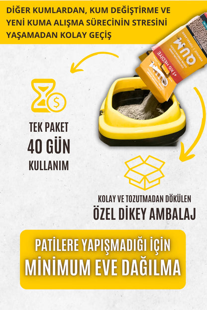 QUM - Eve dağılmayan, Topaklanan, Aktif Karbonlu, Zararsız, Bitkisel Kedi Kumu