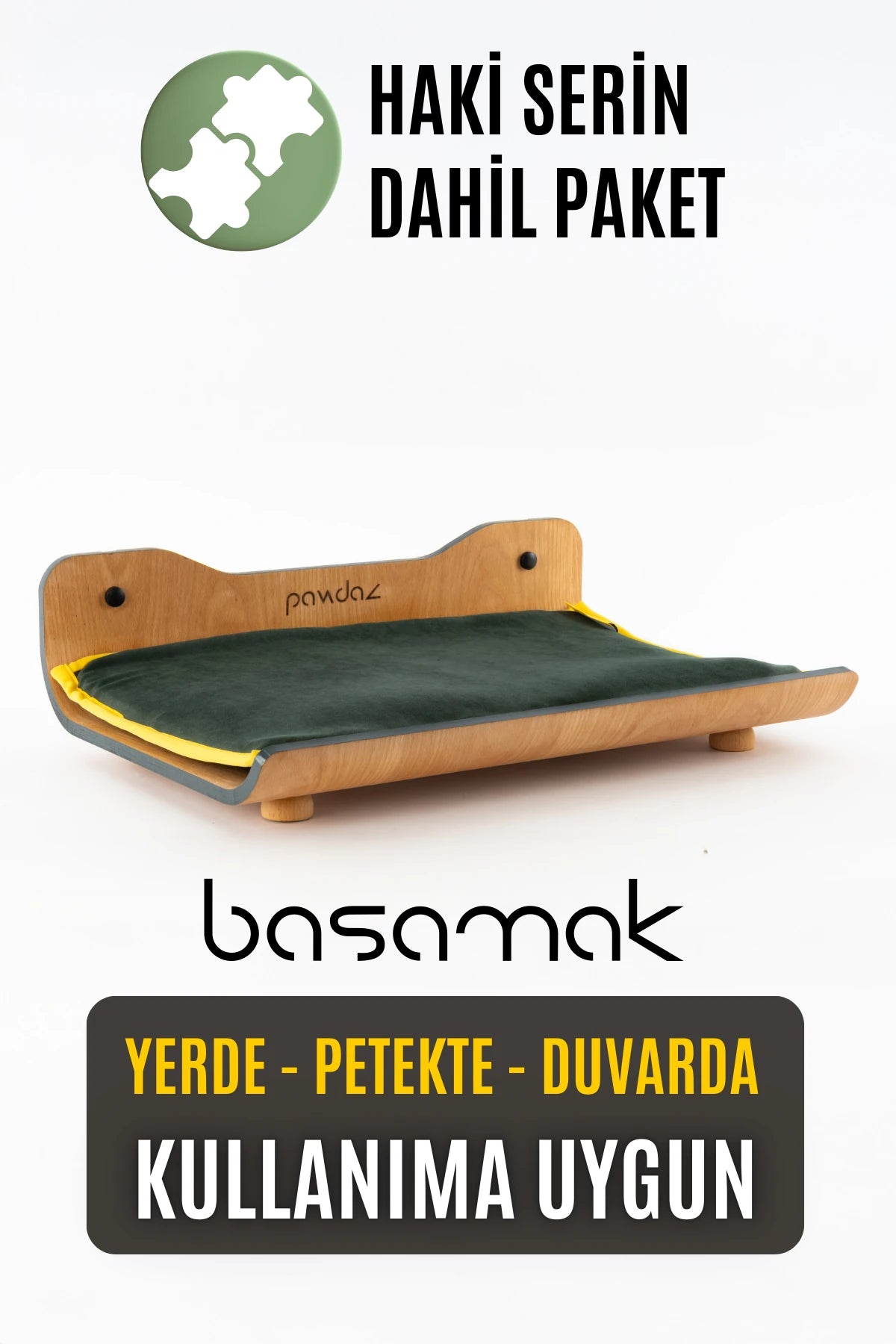 pawdaz Basamak - Kediler İçin Serin Mat Uyumlu Duvar, Kalorifer ve Yerde Kullanılabilen Yatak (haki-basamak)