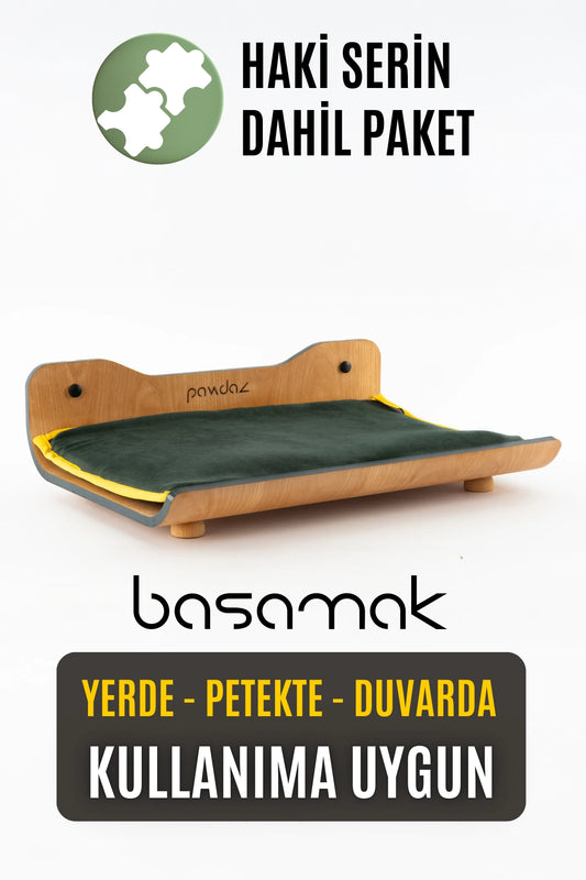 pawdaz Basamak - Kediler İçin Serin Mat Uyumlu Duvar, Kalorifer ve Yerde Kullanılabilen Yatak (haki-basamak)