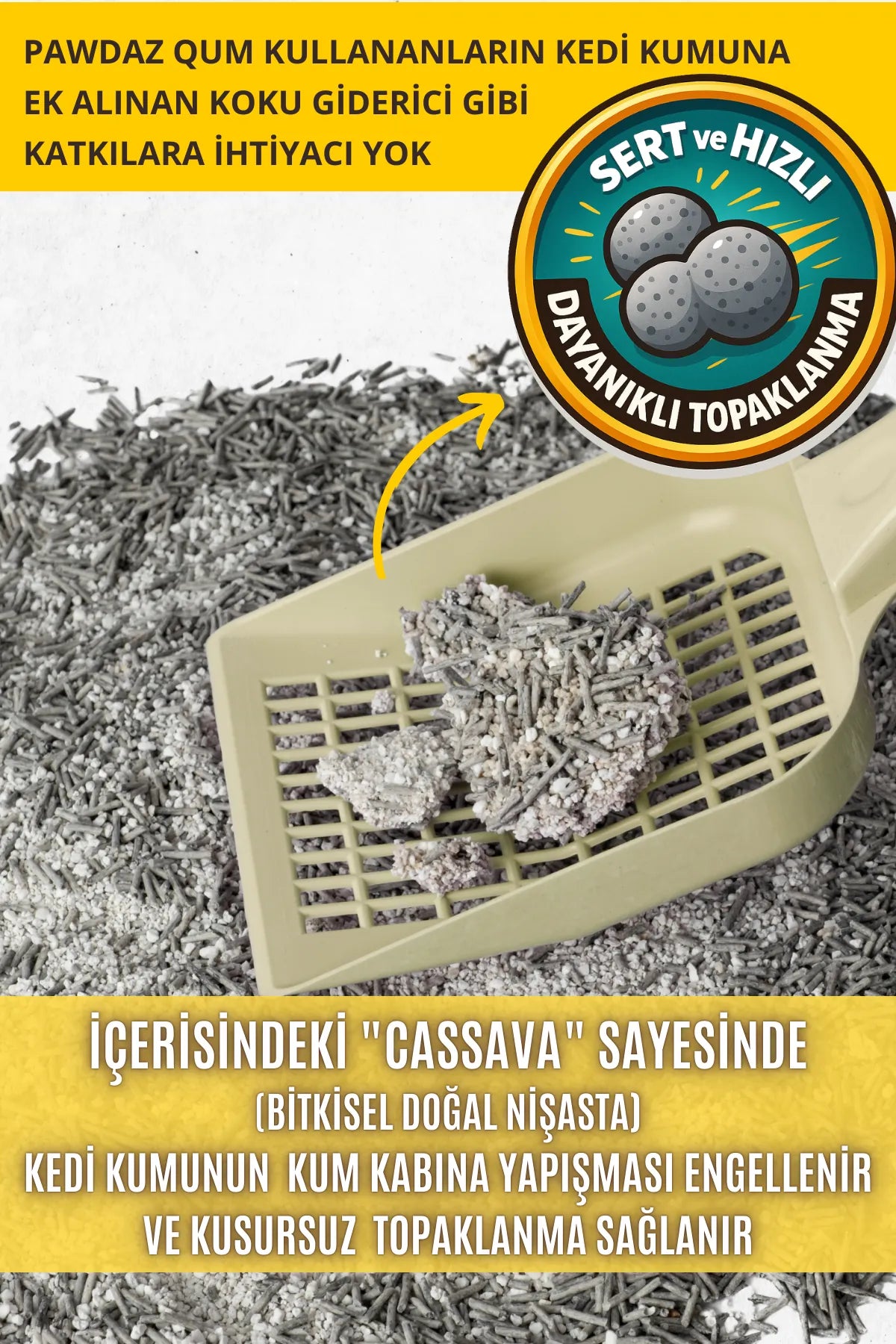 QUM - Eve dağılmayan, Topaklanan, Aktif Karbonlu, Zararsız, Bitkisel Kedi Kumu