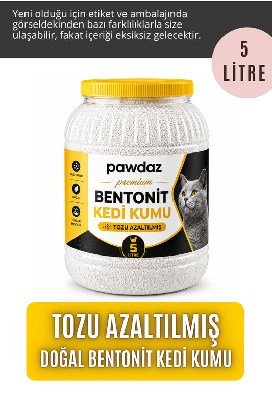 pawdaz Bentonit Kedi Kumu 5 Litre - Tozu azaltılmış (5 LİTRE)