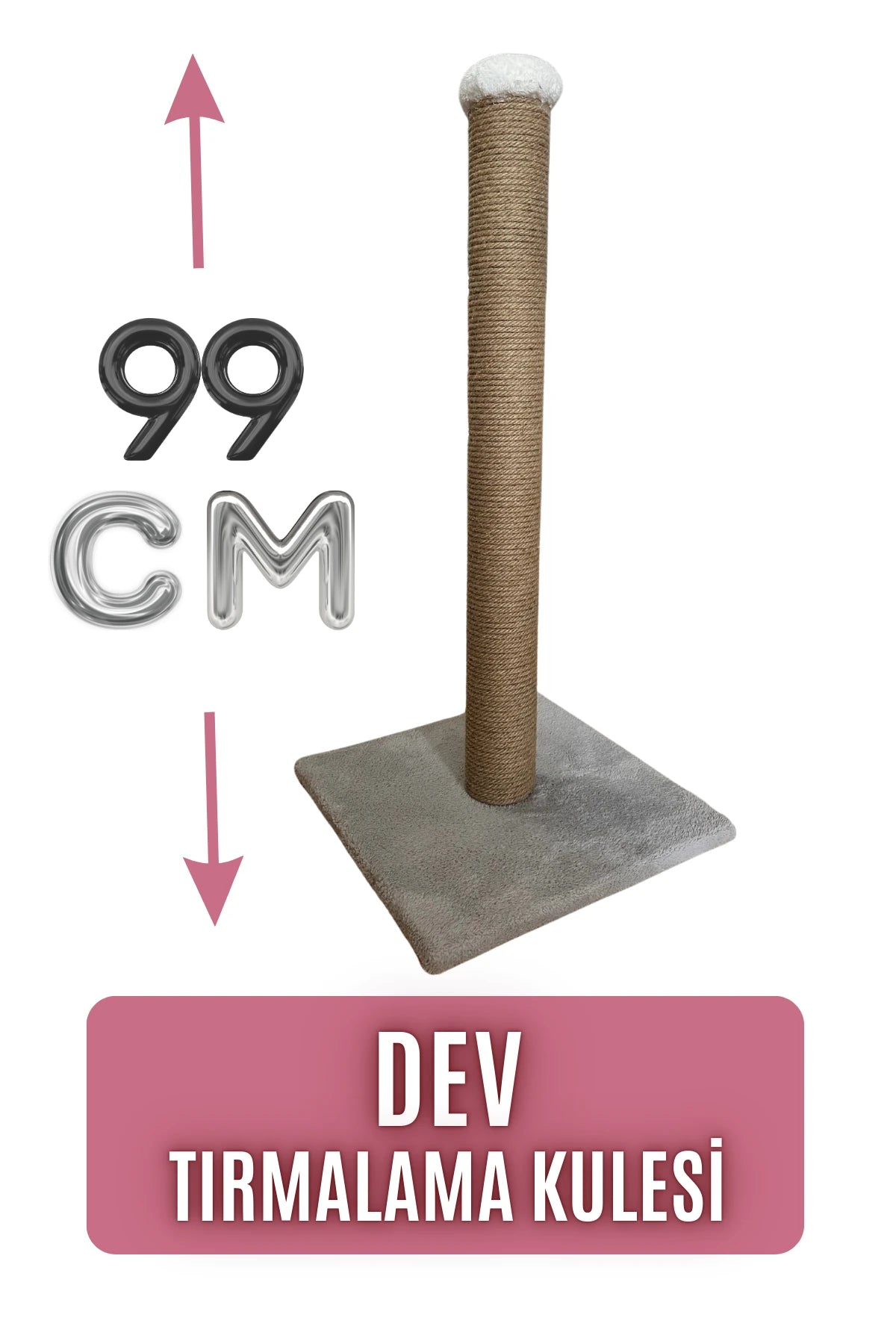 Tırminatör - Dev Kedi Tırmalama Kulesi (99 CM) (Gri)