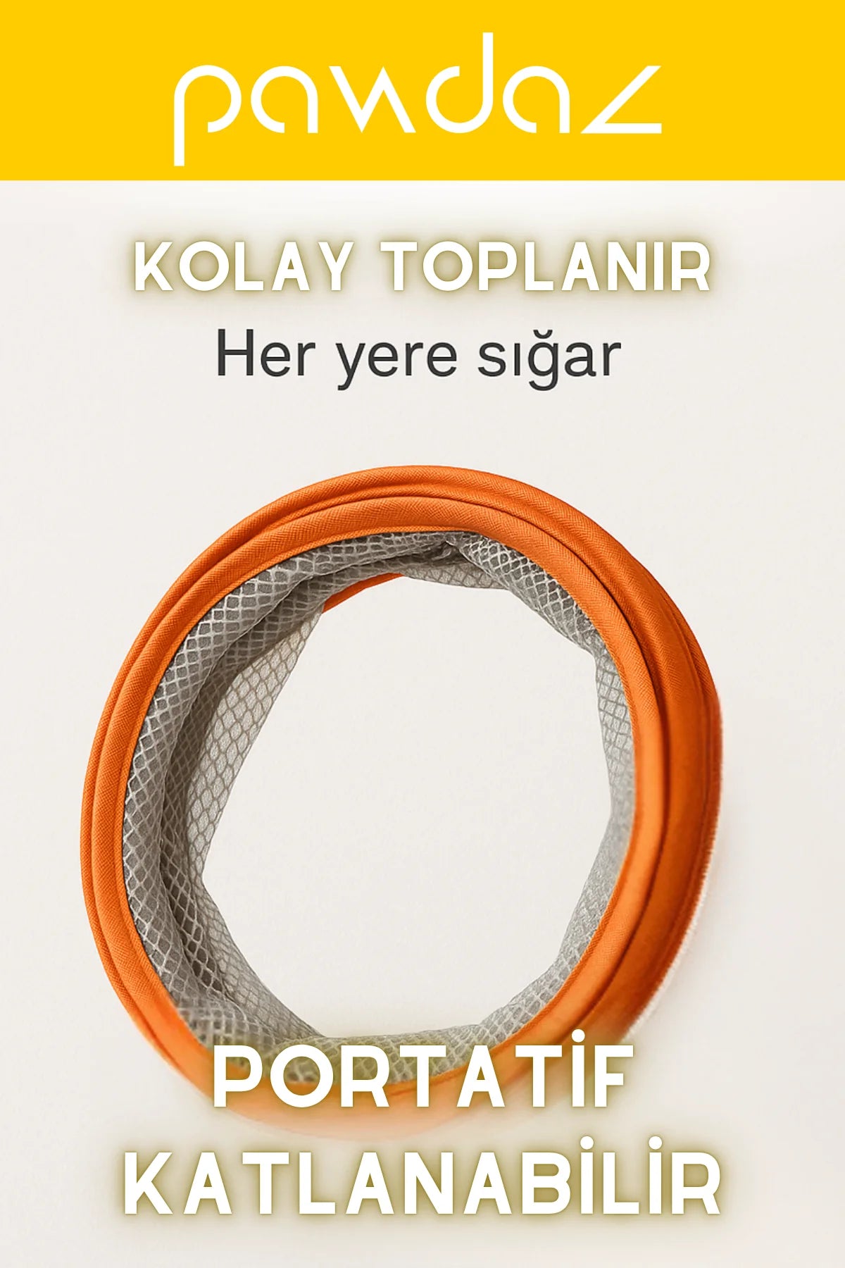 110 CM Açık Kedi Oyun Tüneli - Hızlı kurulur ve kolay toplanır (Safran)