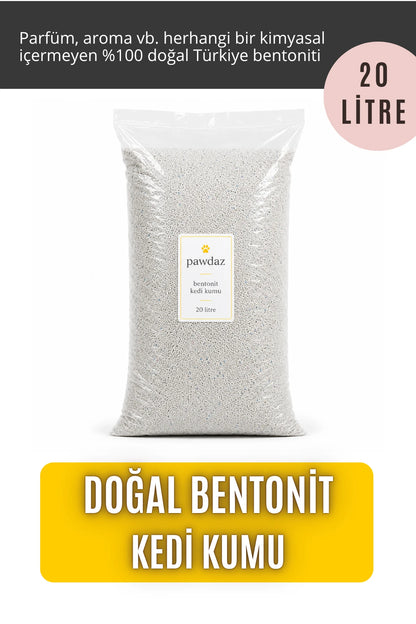 pawdaz Bentonit Kedi Kumu 5 Litre - Tozu azaltılmış (20 LİTRE)