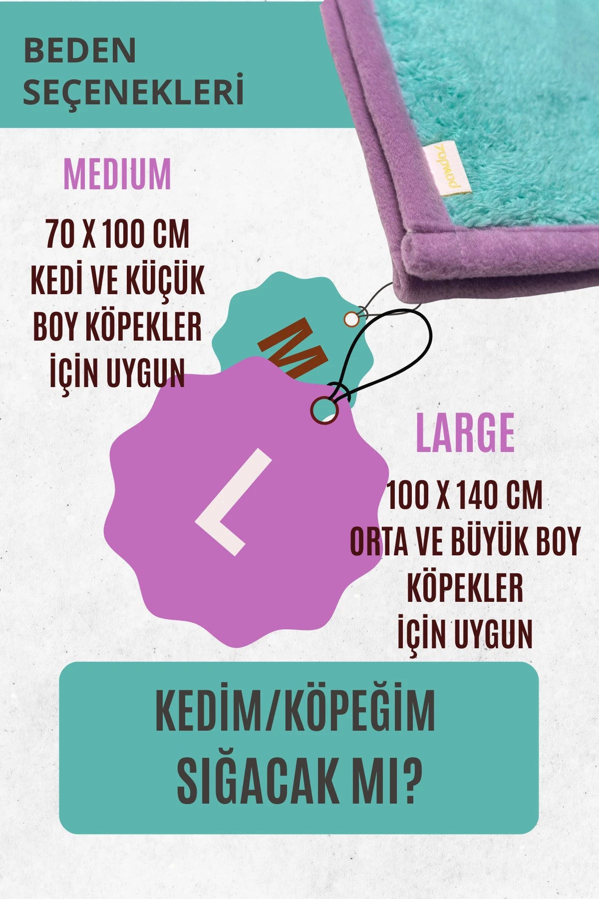 Kedi ve Köpek Battaniyesi - Çift Katlı, Yıkanabilir (Mint)
