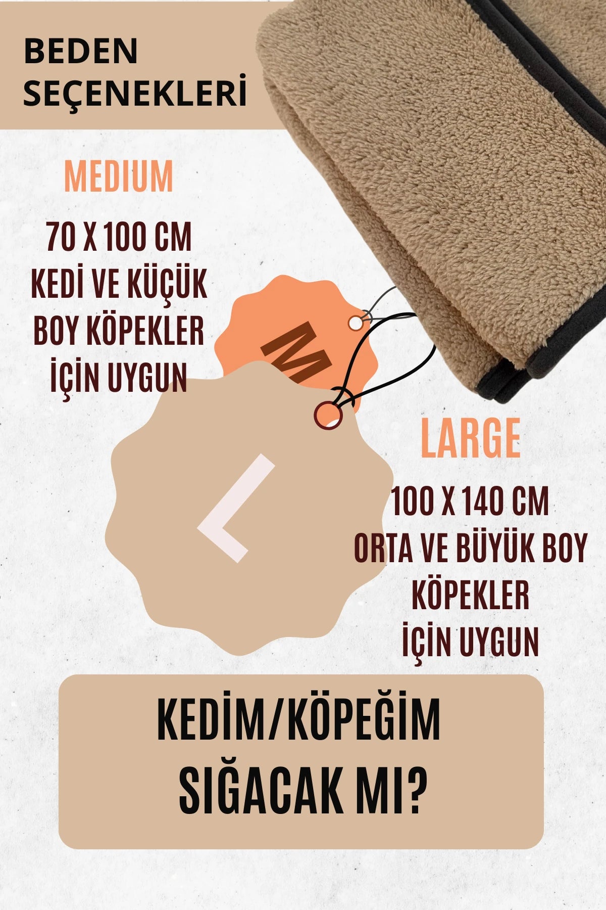 Kedi ve Köpek Battaniyesi - Çift Katlı, Yıkanabilir (Karamel)