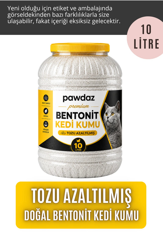 pawdaz Bentonit Kedi Kumu 5 Litre - Tozu azaltılmış (10 LİTRE)