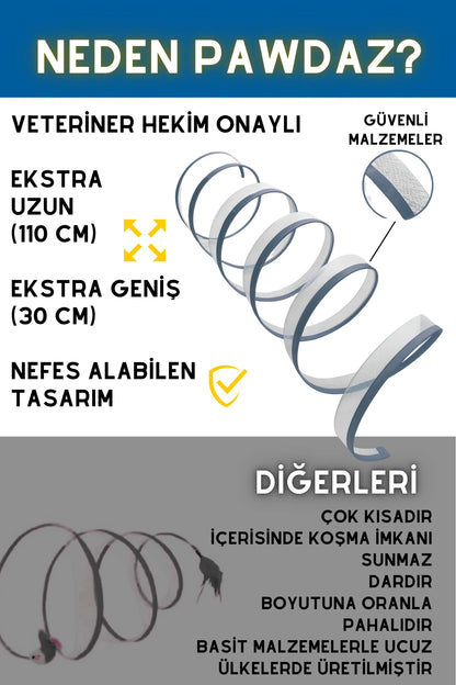 110 CM Açık Kedi Oyun Tüneli - Hızlı kurulur ve kolay toplanır (Kül)