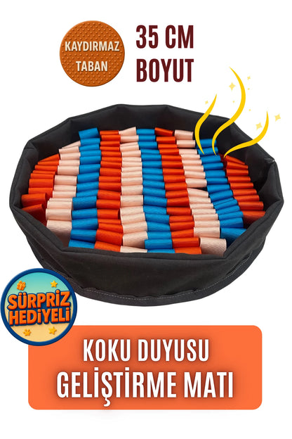 Bulyut (35 CM) - Köpek Koku Eğitim Matı, Bulma, Koklama ve Yavaş Yeme Oyuncağı, Kaymaz Taban (Turuncu-karışık)