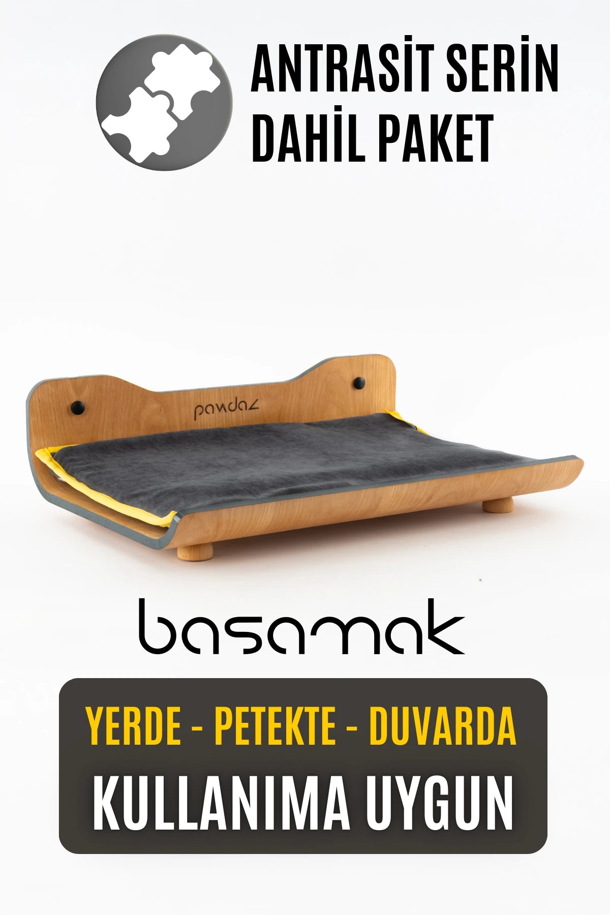 pawdaz Basamak - Kediler İçin Serin Mat Uyumlu Duvar, Kalorifer ve Yerde Kullanılabilen Yatak (antrasit-basamak)