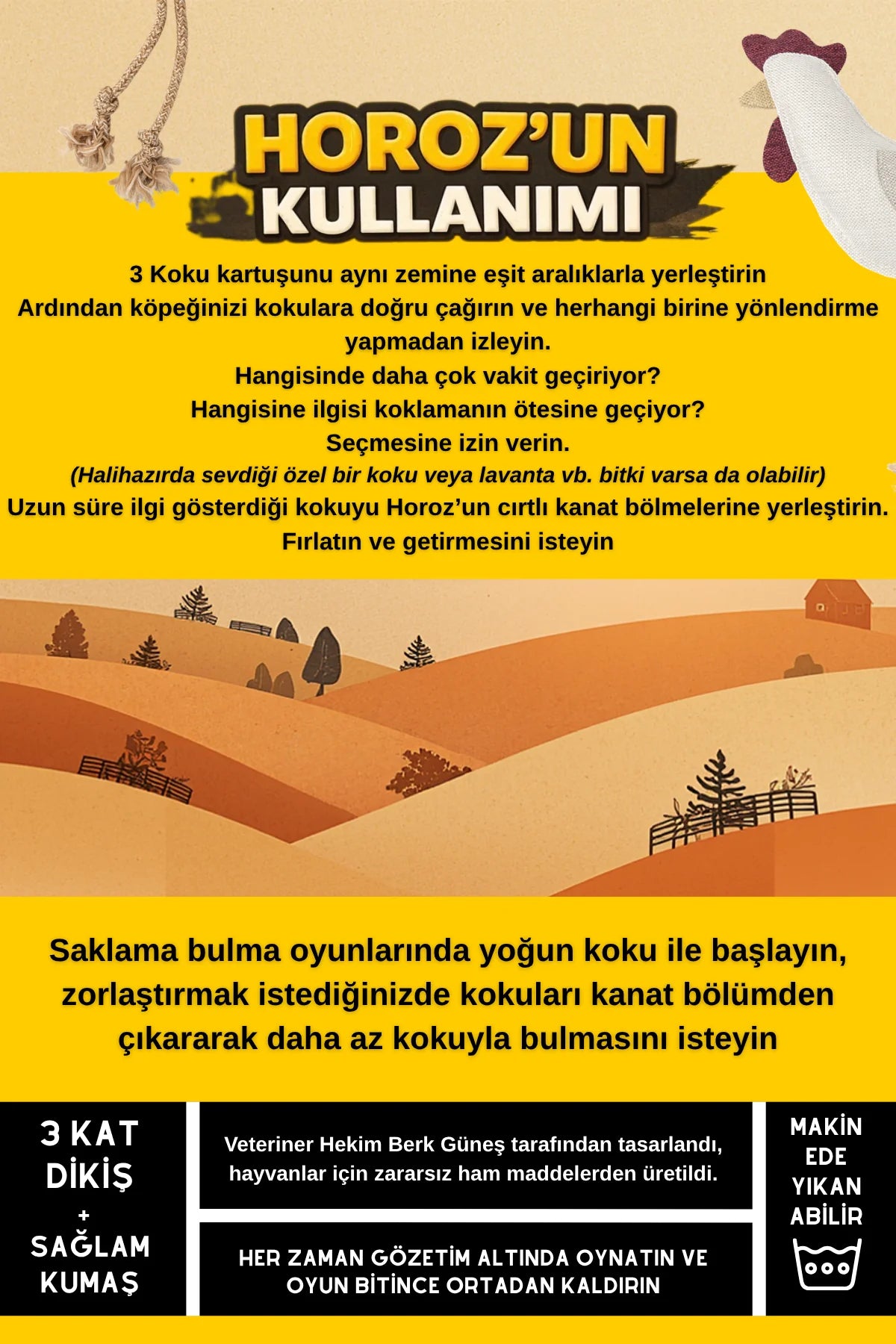 Horoz - Üç Koku Seçenekli Köpek Oyuncağı ( Dana Ciğer, Tavuk Izgara, Fıstık Ezmesi )