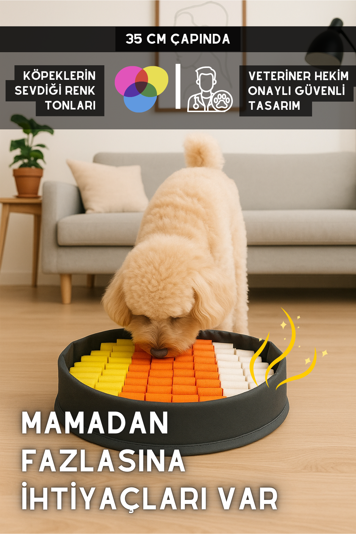 Bulyut (35 CM) - Köpek Koku Eğitim Matı, Bulma, Koklama ve Yavaş Yeme Oyuncağı, Kaymaz Taban (Arizona)