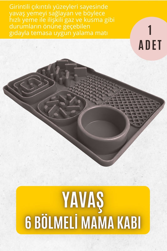 YAVAŞ - 6 Bölmeli Yalama Matı (Antrasit)