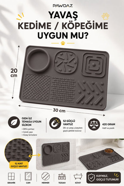 YAVAŞ - 6 Bölmeli Yalama Matı (Antrasit)